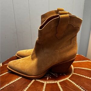 Zodiac Tan Suede Western Ankle Boots